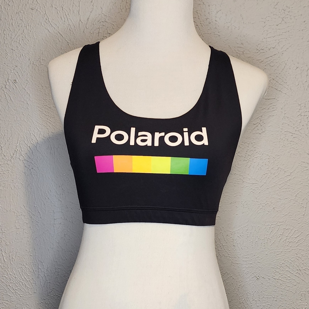 Polaroid Black Criss Cross Crop Top / Sports Bra. Size Small.